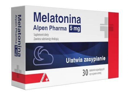 Melatonina Alpen Pharma 5 mg ułatwiająca zasypianie 30 tabletek
