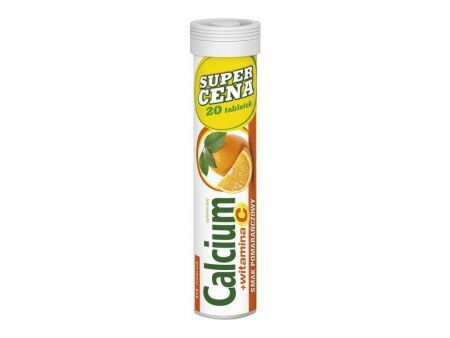 Calcium 300 + witamina C smak pomarańczowy 20 tabletek musujących