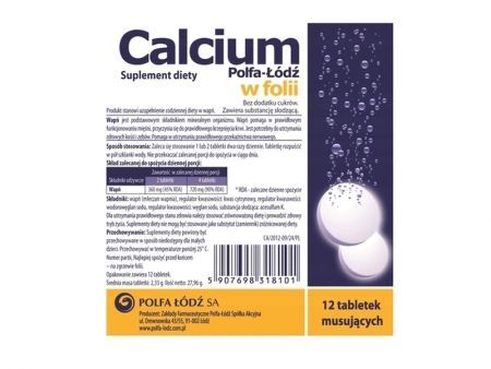 Calcium Polfa Łódź w folii 12 tabletek musujących