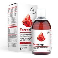 AURA HERBALS Ferradrop – Żelazo w płynie + Kwas Foliowy płyn 500 ml