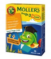 Moller’s Omega-3 Żelki Rybki o smaku pomarańczowo-cytrynowym 36 sztuk