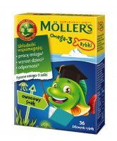 Moller's Omega-3 Żelki Rybki o smaku owocowym 36 sztuk