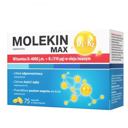 Molekin D34000 + K2 Max w oleju lnianym 75 kapsułek