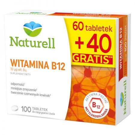 NATURELL Witamina B12 60 tabletek+ 40 tabletek gratis