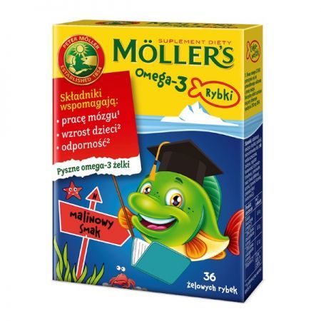 Moller's Omega-3 Rybki malinowy smak 36 żelek