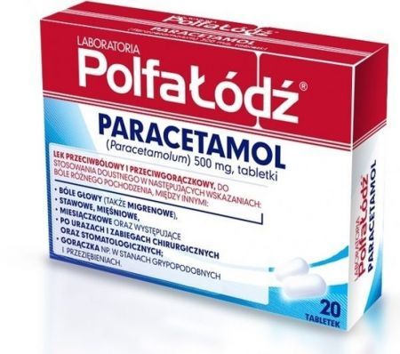 Paracetamol Polfa-Łódź tabl. 0,5g 20tabl.