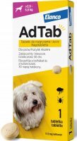 AdTab 112 mg tabletka do rozgryzania i żucia przeciw pchłom i kleszczom dla psów o wadze 2,5–5,5 kg