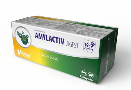 Amylactiv Digest Naturalne enzymy trawienne dla psów, kotów, fretek 120 kapsułek