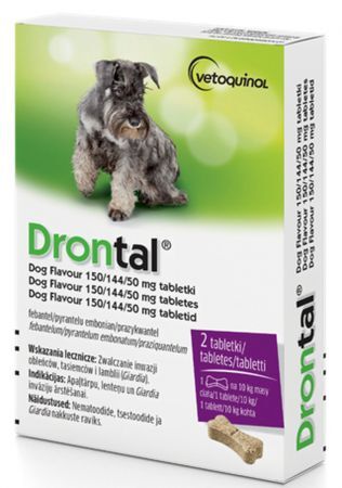 Drontal Dog Flavour Preparat na odrobaczenie dla małych i średnich psów 2 tabletki