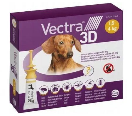 Vectra 3D Roztwór do nakrapiania dla psów 1,5-4  kg 3 x 0,8 ml