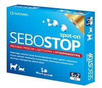 Sebostop Spot On Preparat z fitosfingozyną przeciw łojotokowi dla psów i kotów 5x2 ml