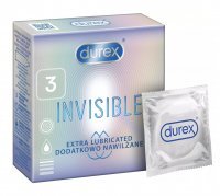 DUREX INVISIBLE Dodatkowo nawilżane Prezerwatywy 3 sztuki