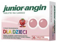 Junior-angin o smaku truskawkowym 36 tabletek na gardło do ssania
