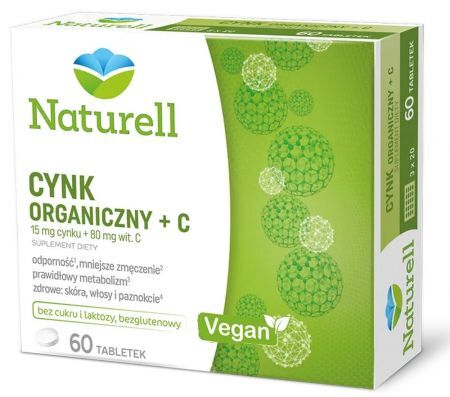 NATURELL Cynk organiczny + C 60 tabletek do ssania